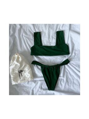 Dark Green Square Neck Bikini Set
